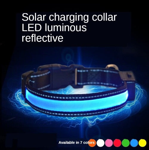 LED solar charging luminous collar flash pet collar