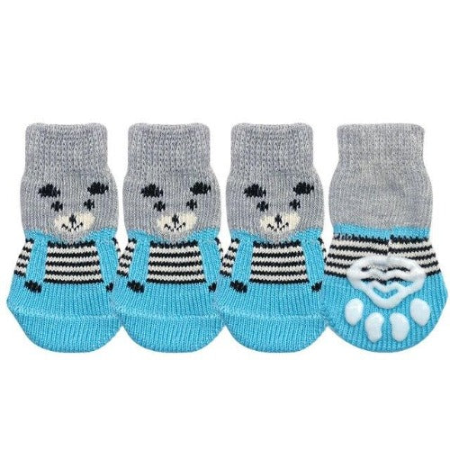 Cartoon Print Winter Warm Anti-Slip Knit Socks Pet Shoes