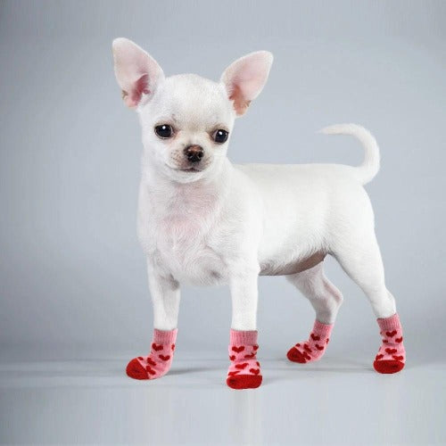 Cartoon Print Winter Warm Anti-Slip Knit Socks Pet Shoes