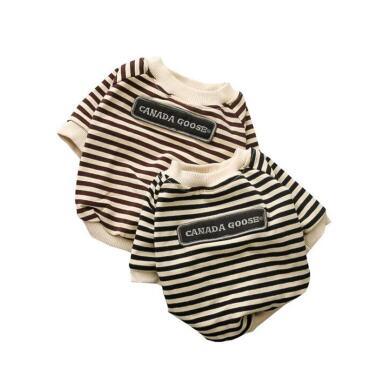 Pet Clothing Round Neck Striped Terry Sweater