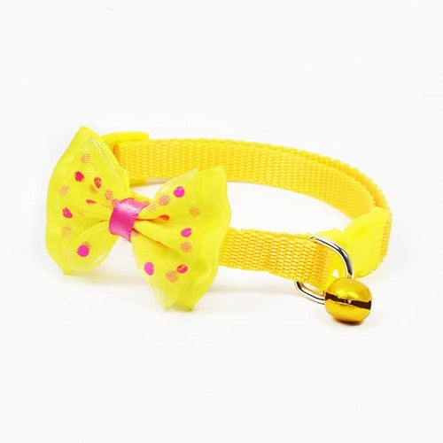Adjustable Polyester Pet Collars With Bowknot Bells 