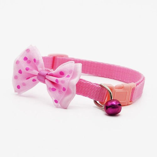 Adjustable Polyester Pet Collars With Bowknot Bells 